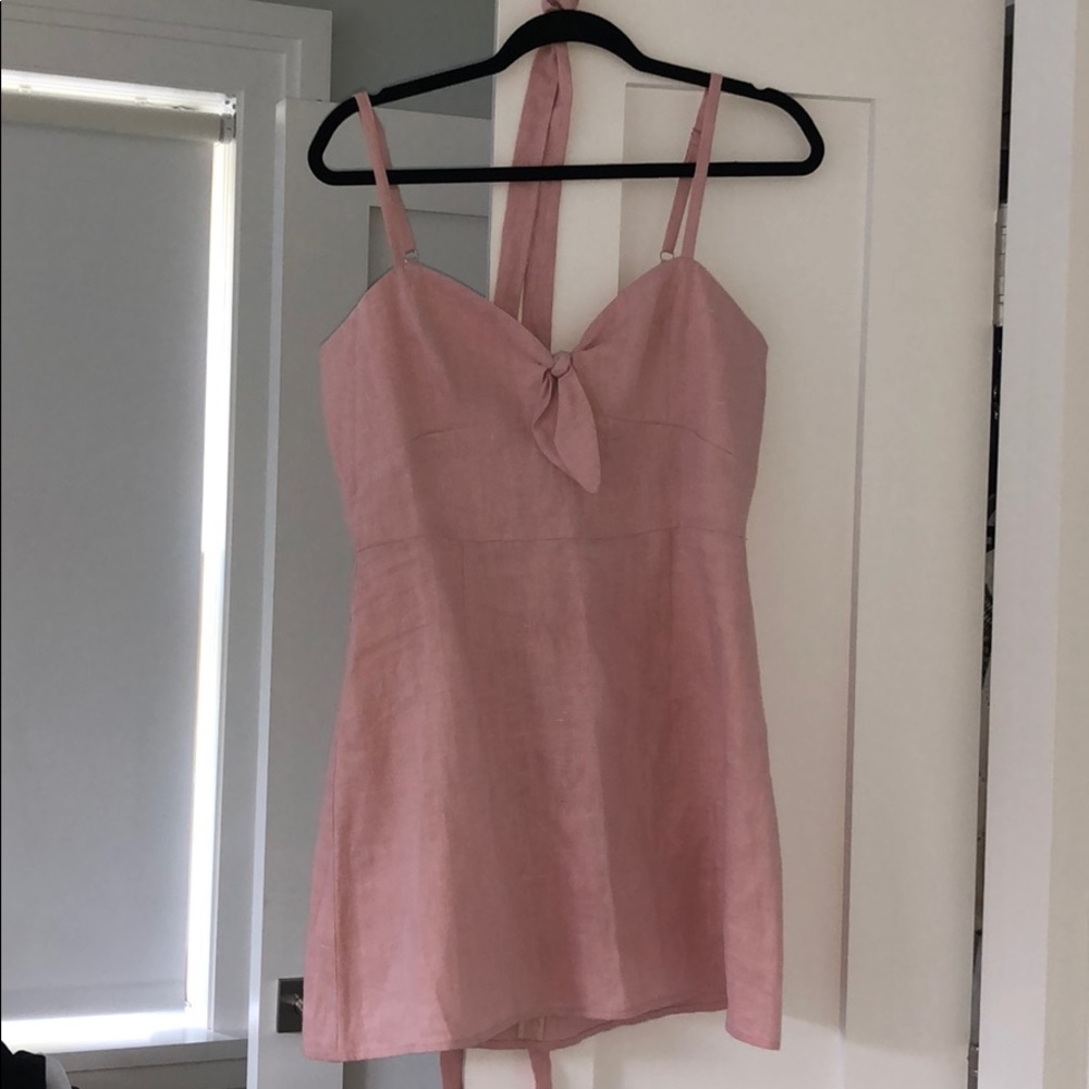 Reformation Pink Linen Dress with removable belt
